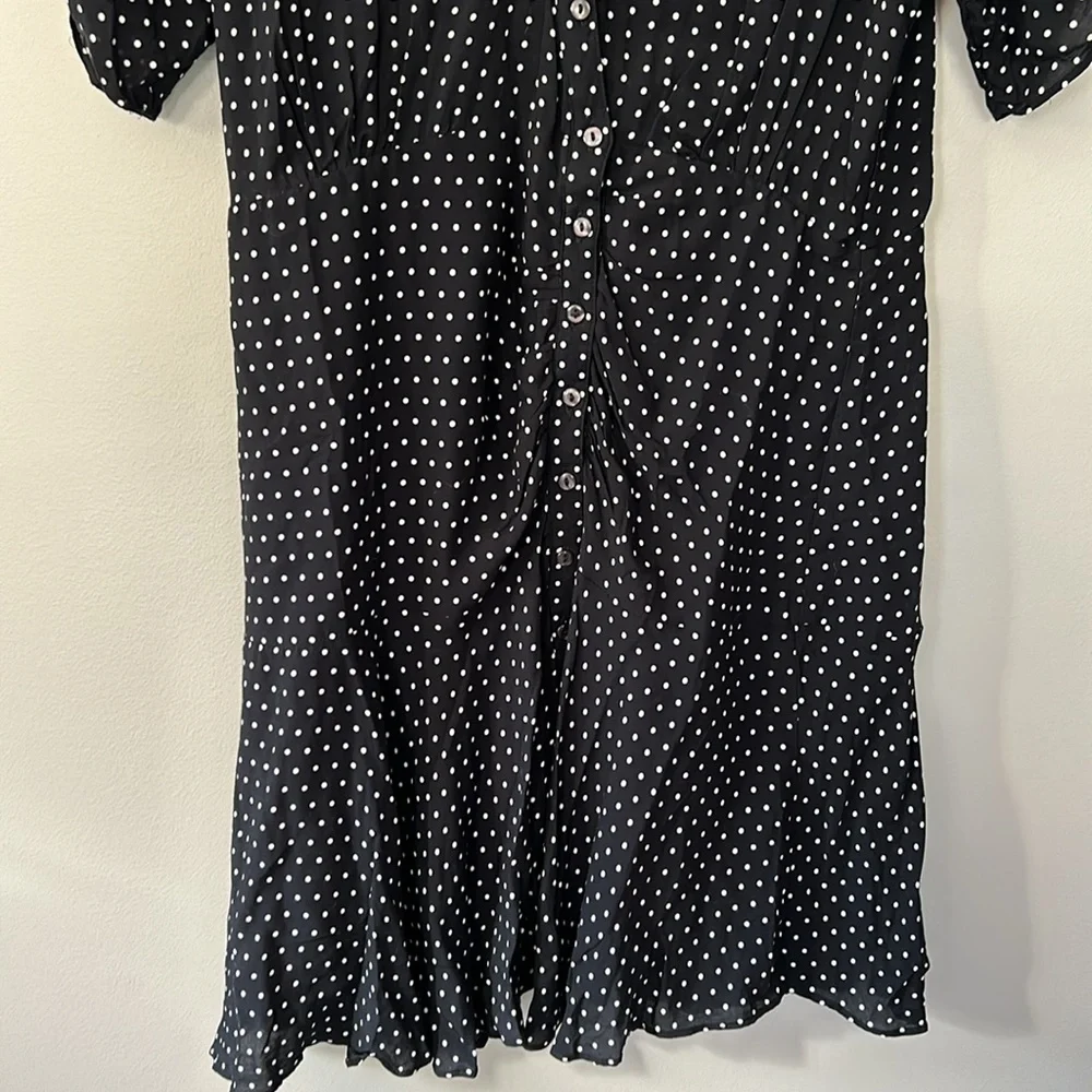 Free People Pippa‎ Polka Dot Dress Print Mini Dress Sz L Black White